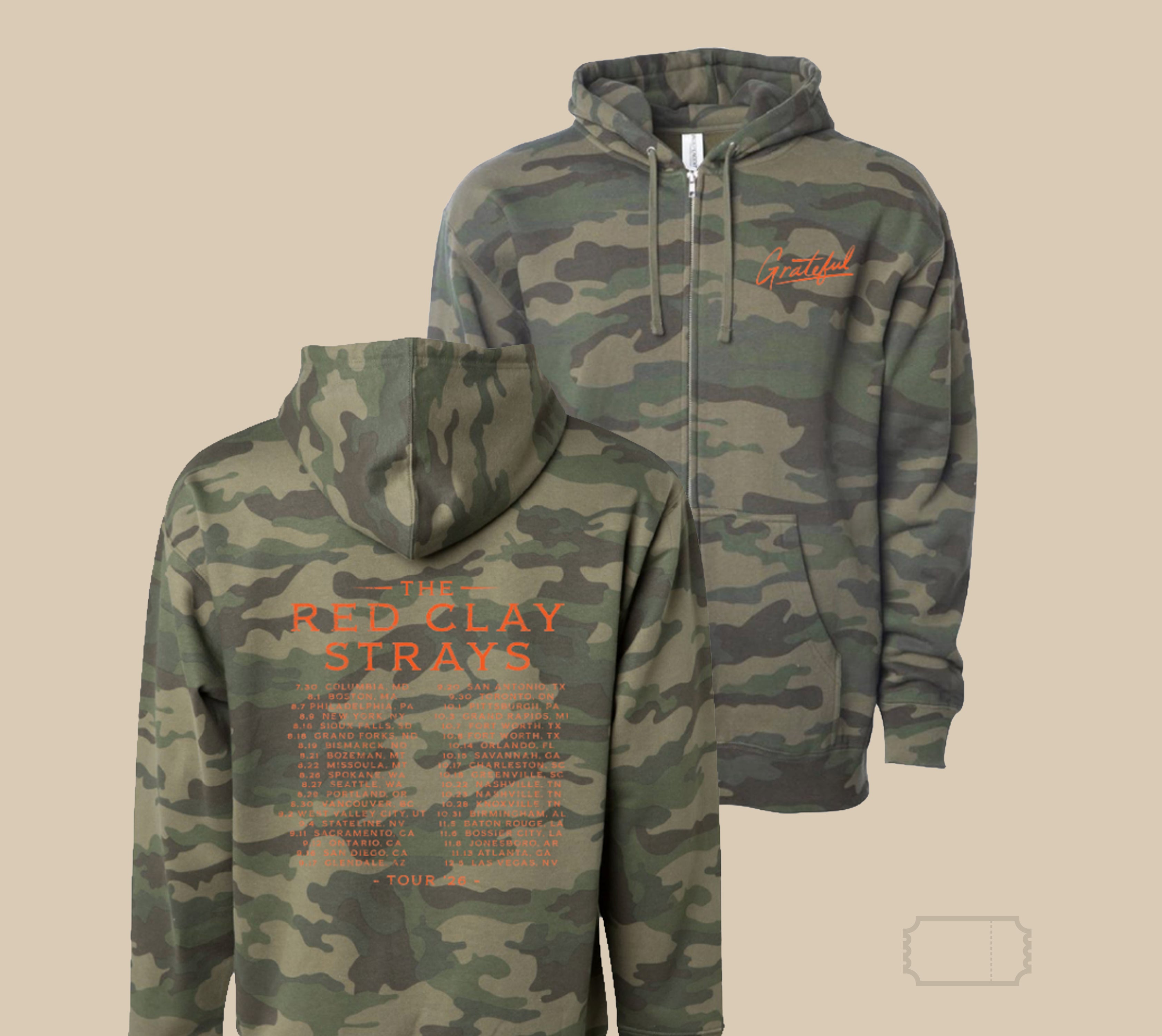 Red Clay Strays | Tour | Grateful Tour | Camo Zip Hoodie
