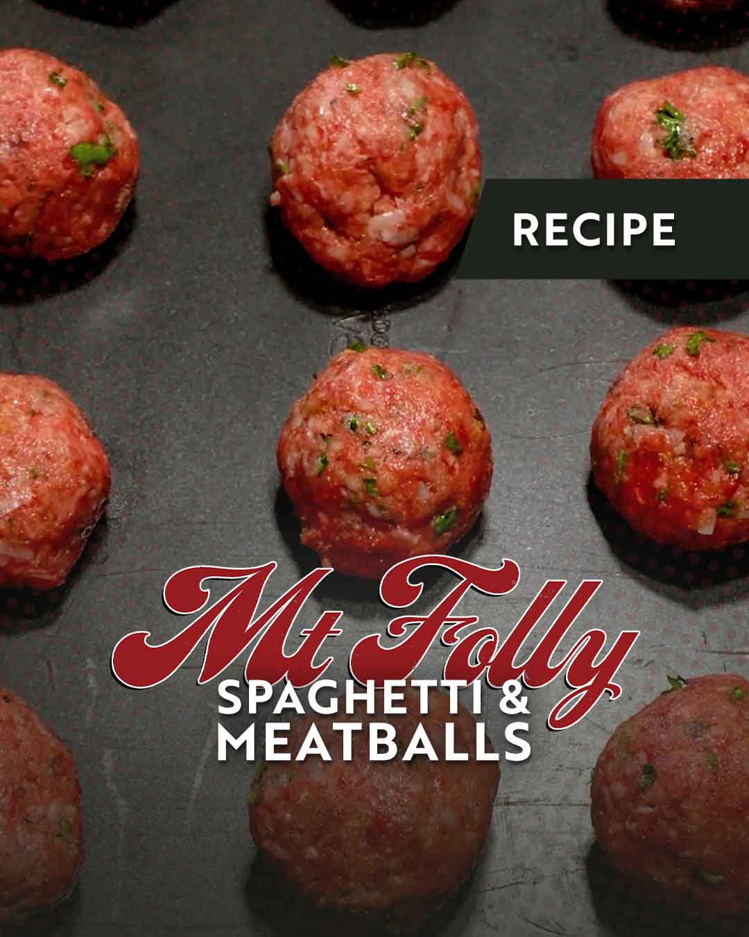 Close-up of savory meatballs made with Mt. Folly pasture-raised regenerative beef, served over spaghetti with fresh parsley and grated Parmesan cheese, highlighting regional Kentucky food systems.