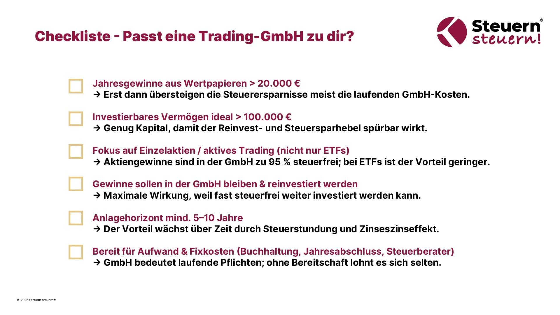 Checkliste: Ist eine Trading-GmbH das Richtige für mich? 