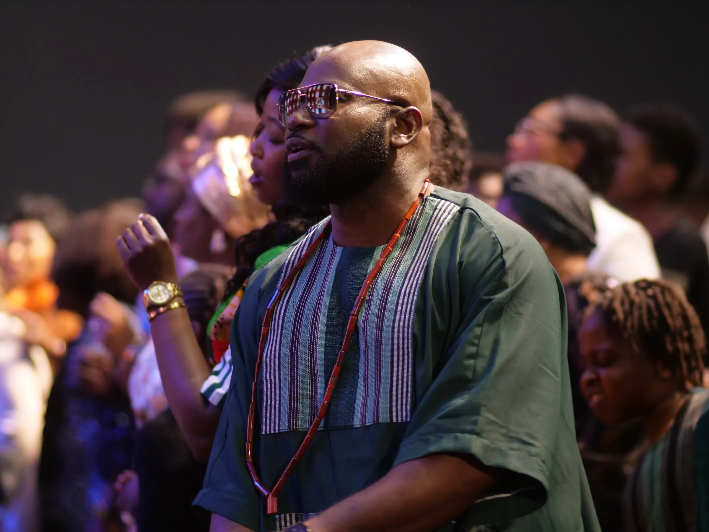 A man worshipping at Living Word Chapel