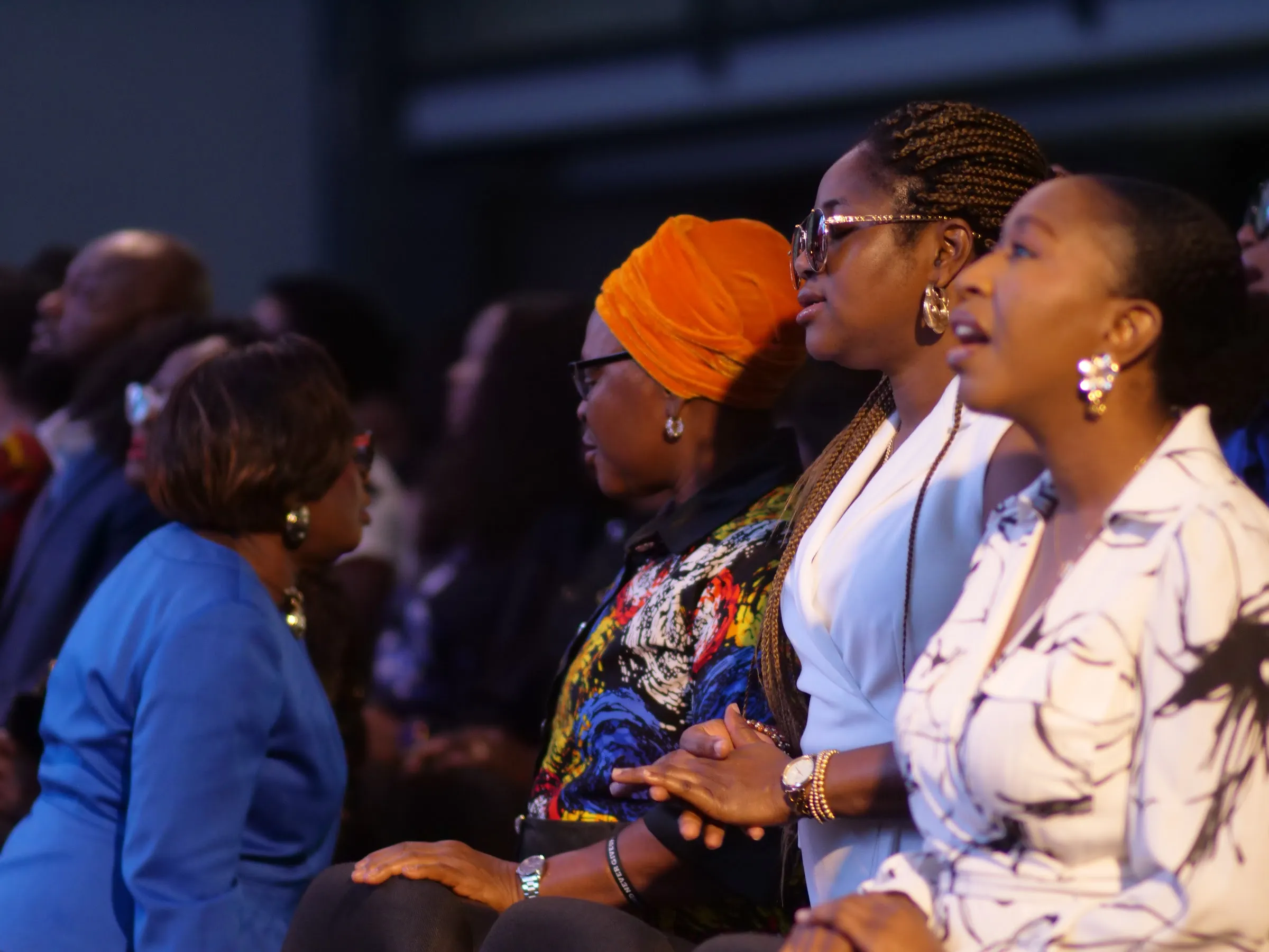 Members singing together in worship
