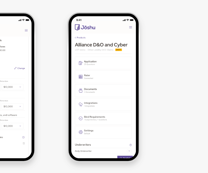 Joshu UI samples on moving phone screens animation