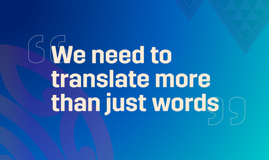 We need to translate more than just words text on a blue background