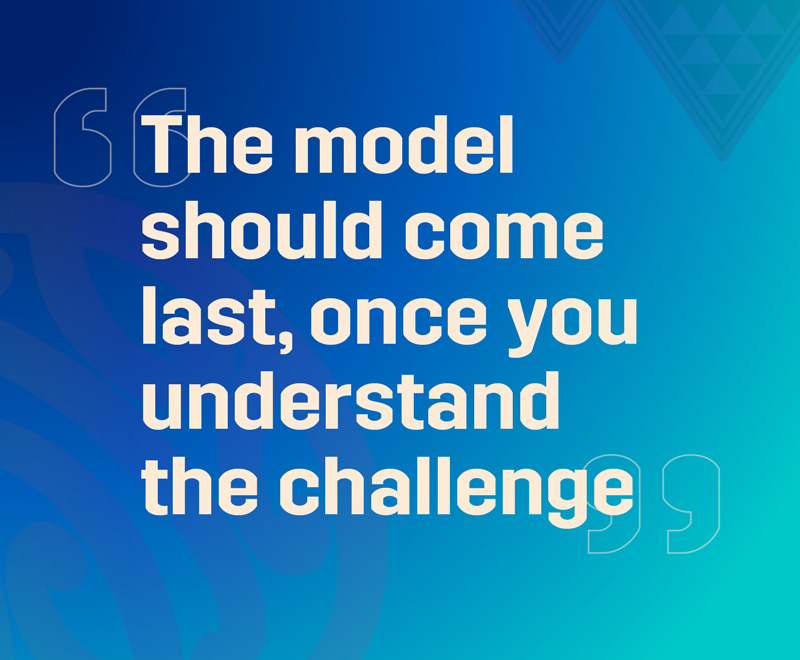 The model should come last, once you understand the challenge text on a blue background