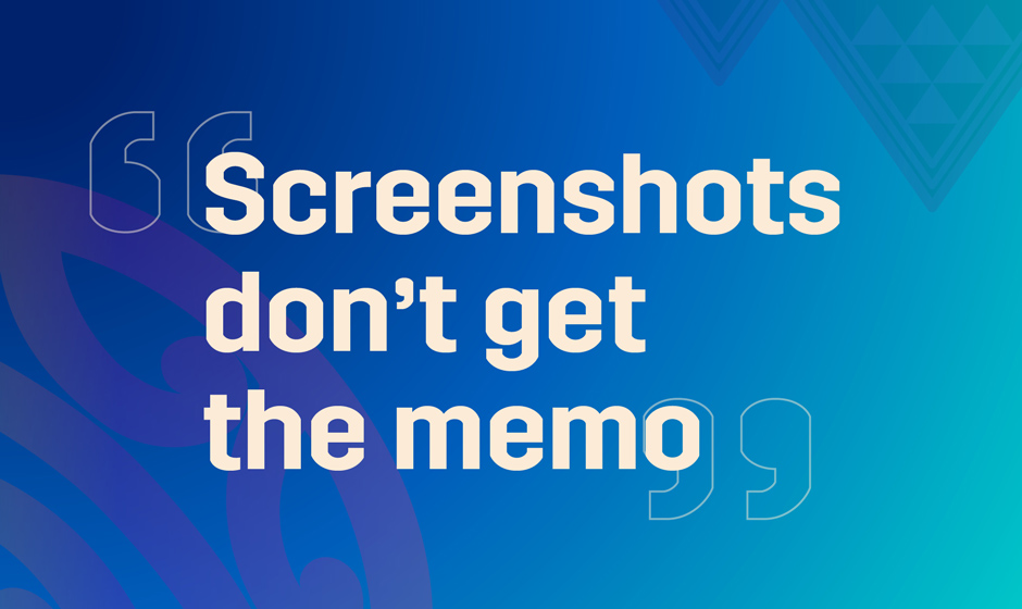Screenshots don't get the memo text on a blue background