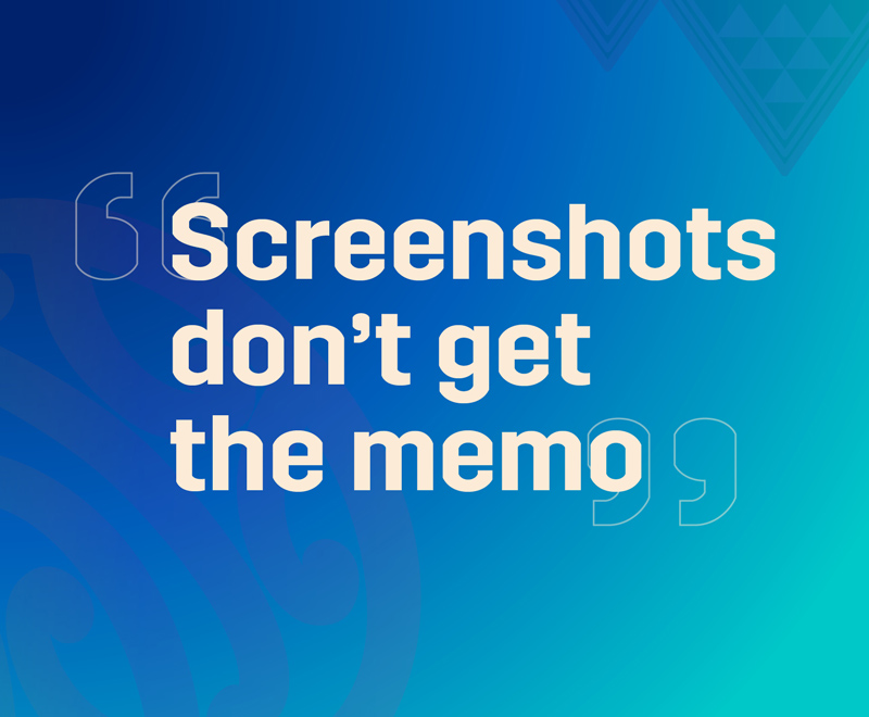 Screenshots don't get the memo text on a blue background