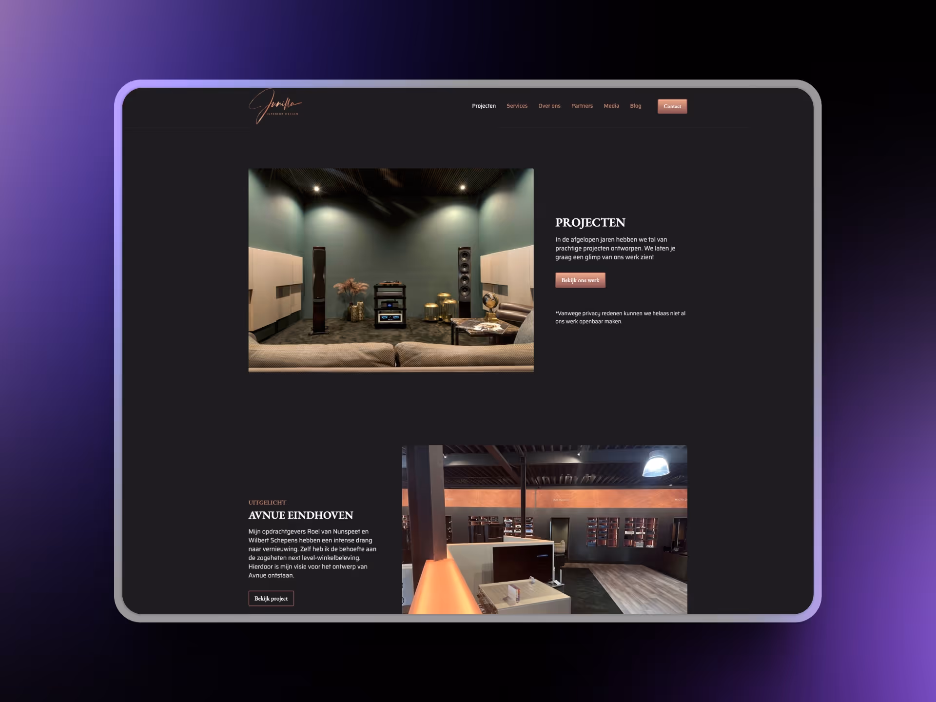 Design en development voor een interieurdesigner