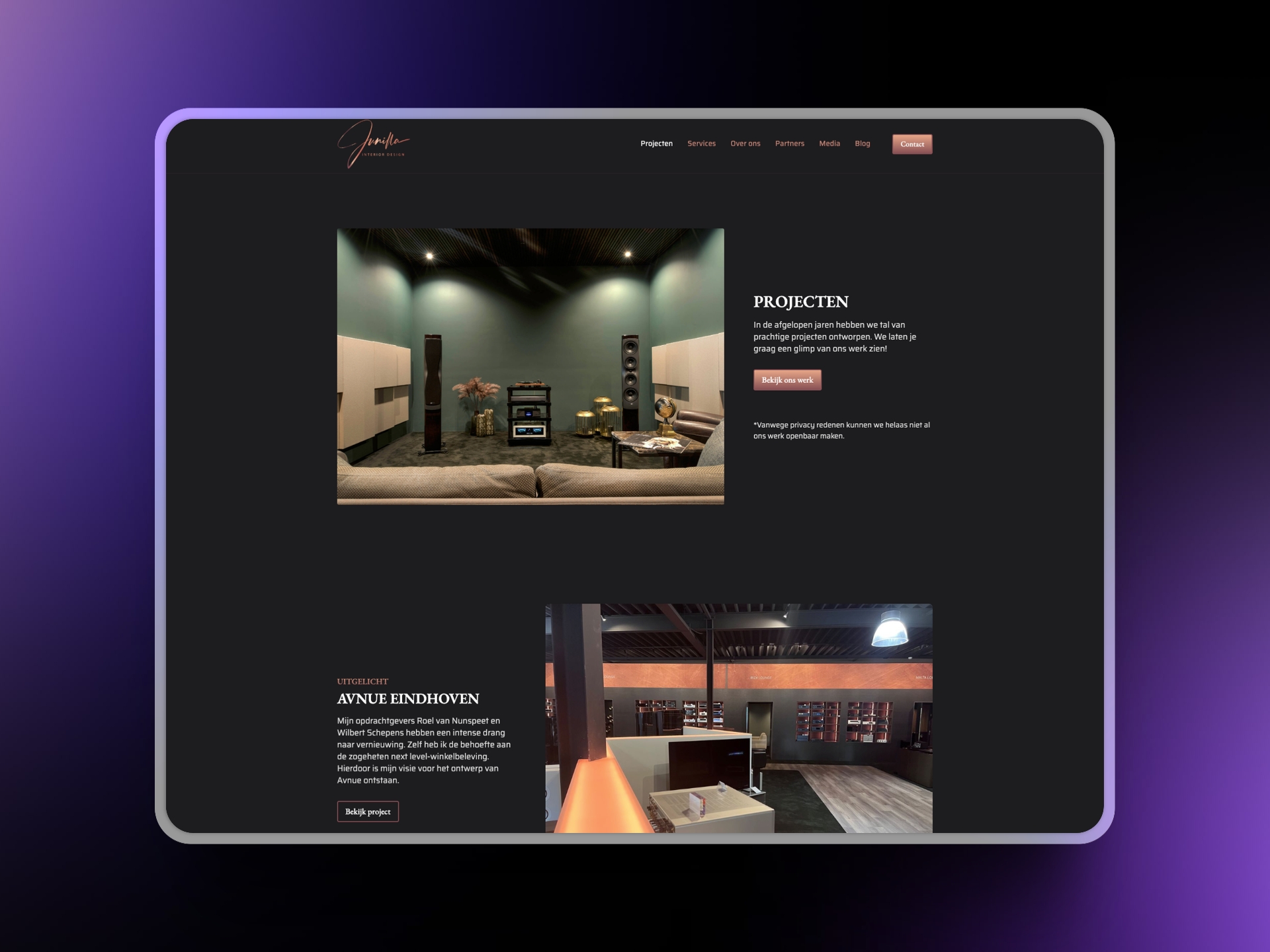 Design en development voor een interieurdesigner