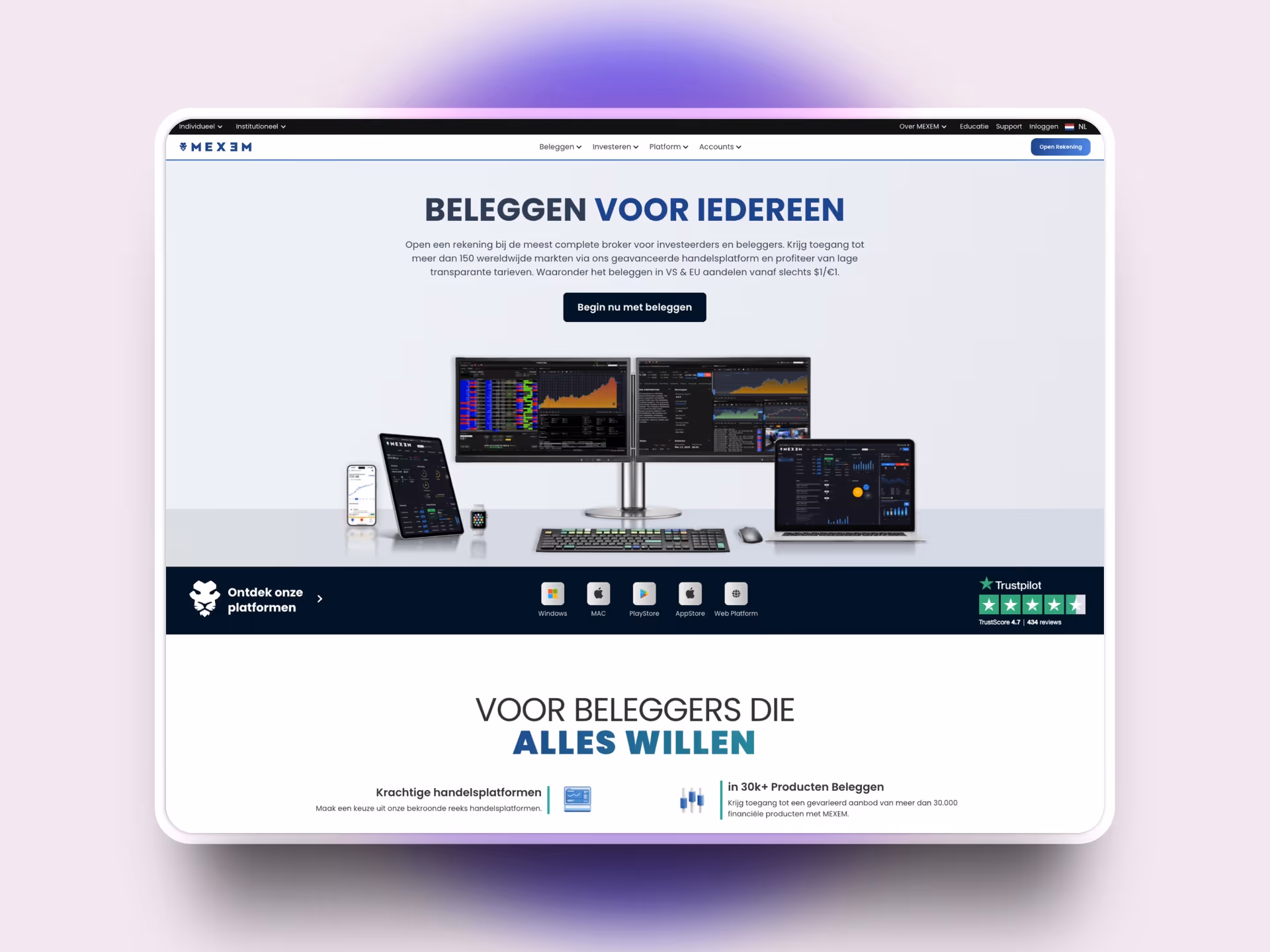 Webflow development voor een online broker