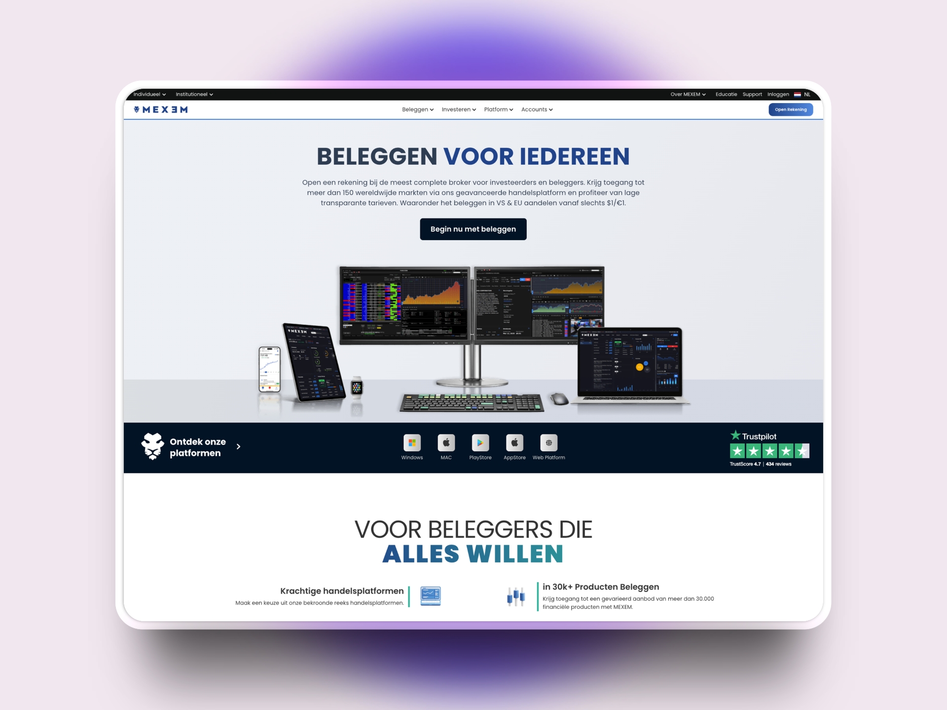 Webflow development voor een online broker