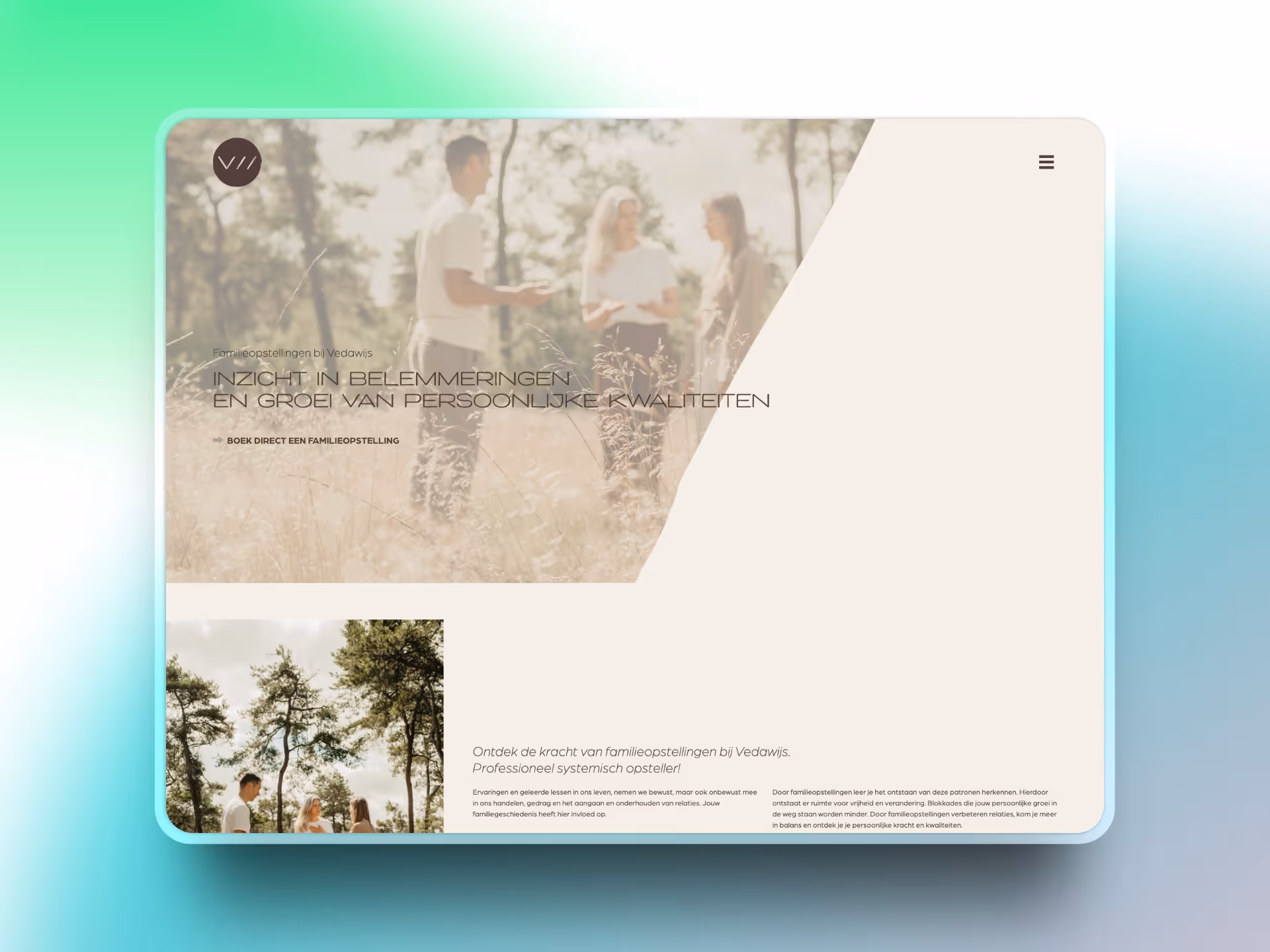 Webflow development voor een bedrijf dat familieopstellingen organiseert