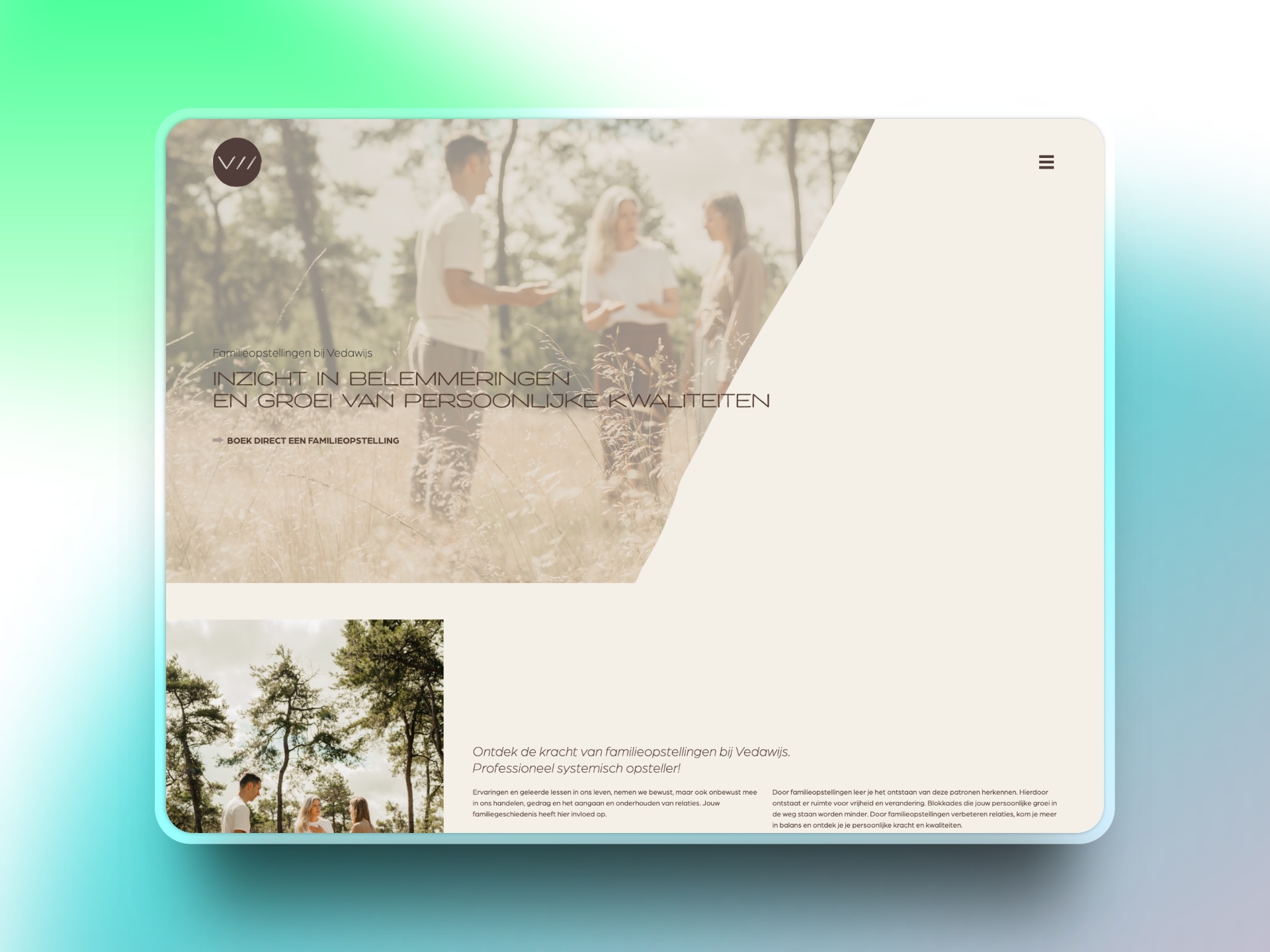Webflow development voor een bedrijf dat familieopstellingen organiseert