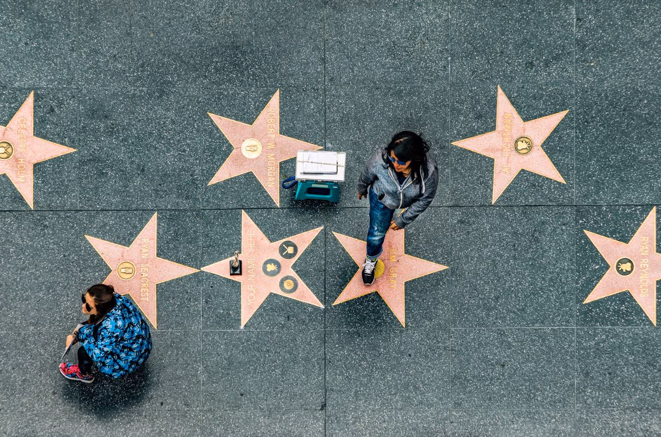 People walking at the Walk of Fame