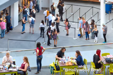 People buying tickets at the Hollywood Bowl
