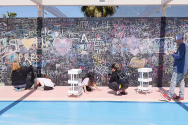 Courtyard area with graffiti area