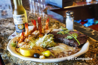 El Compadre Shrimps and steak plate