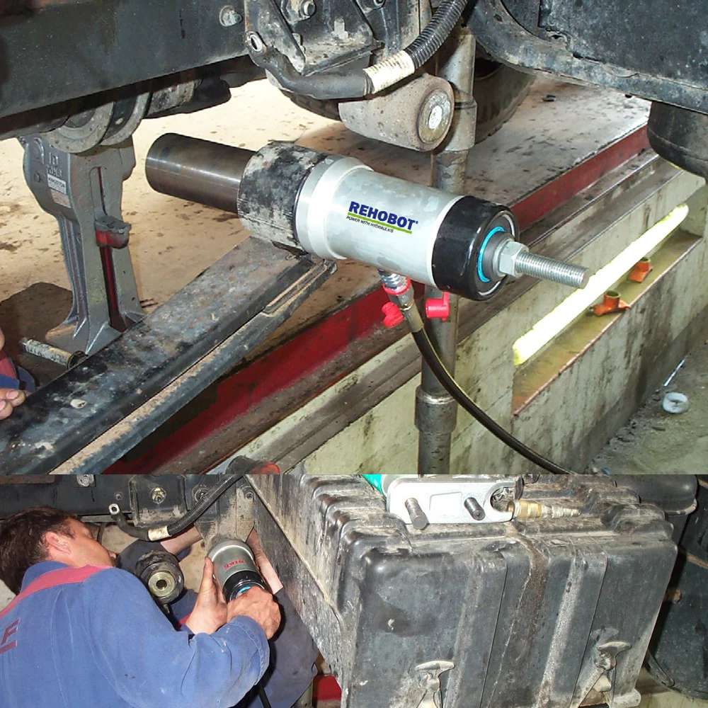 Hydraulic Spring Eye Bush Removal for HGV Workshops