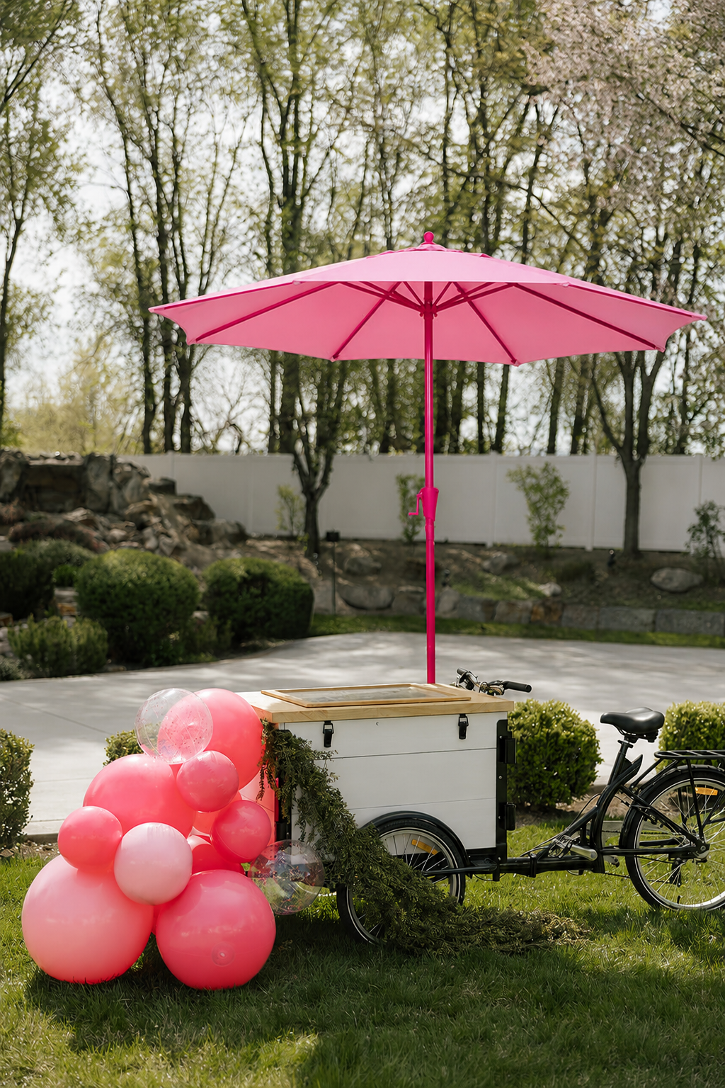 Sweet Treats Trike dessert bar cart styled for Utah wedding or corporate event