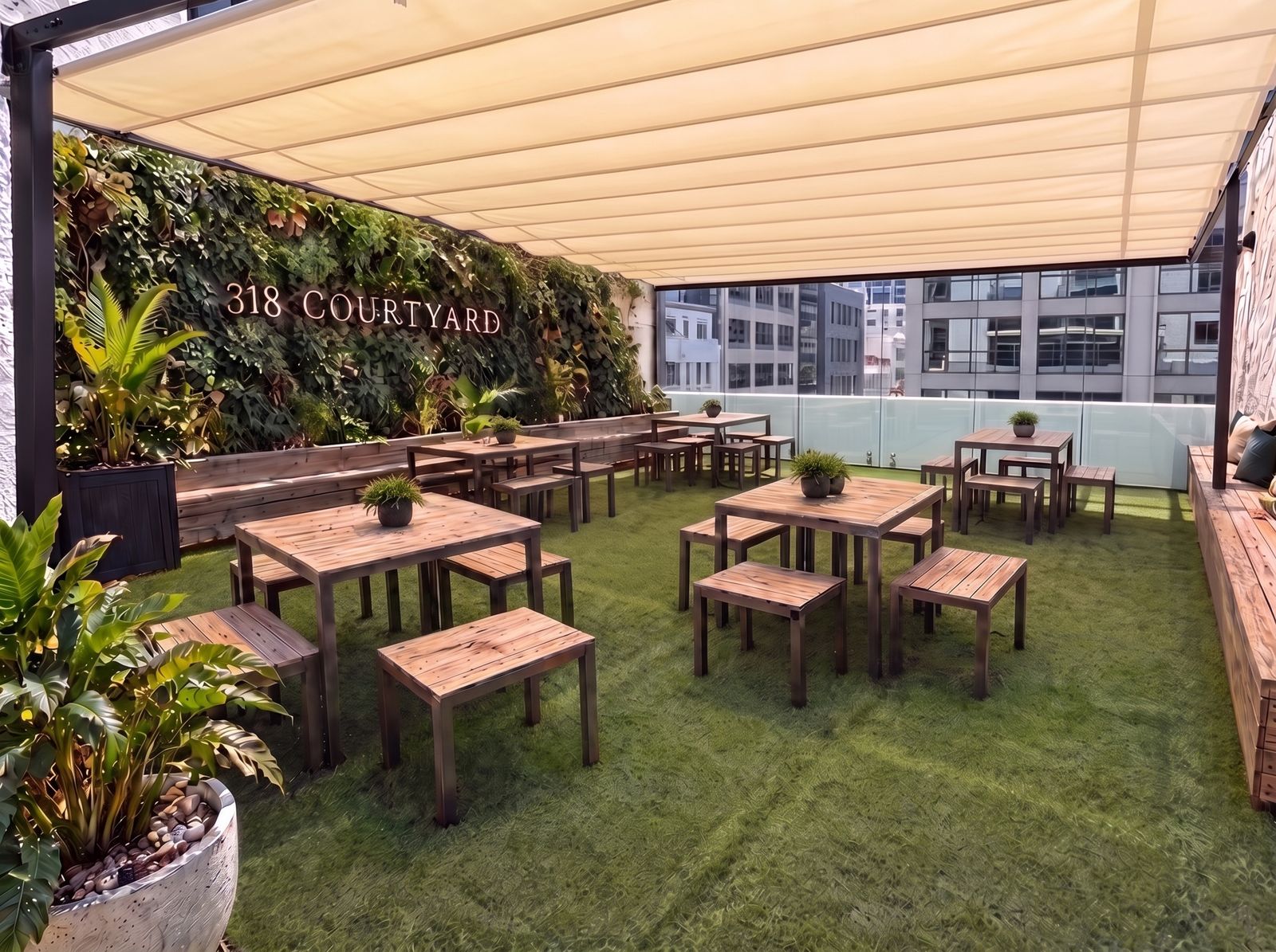 318 Courtyard with the retractable roof fully closed, artist's impression