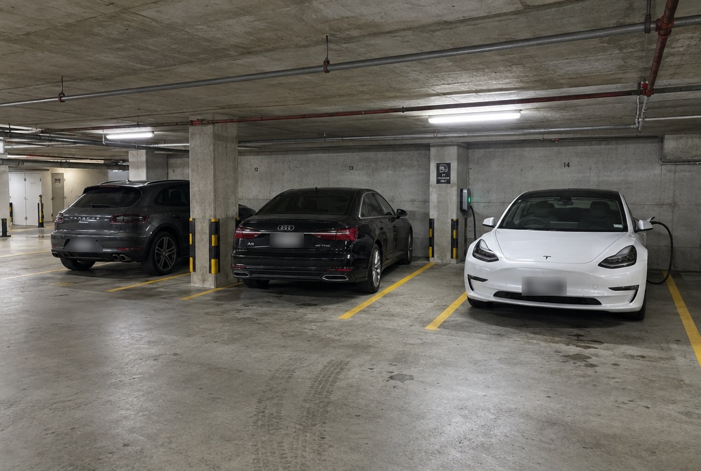 Level 5 car park with EV charging