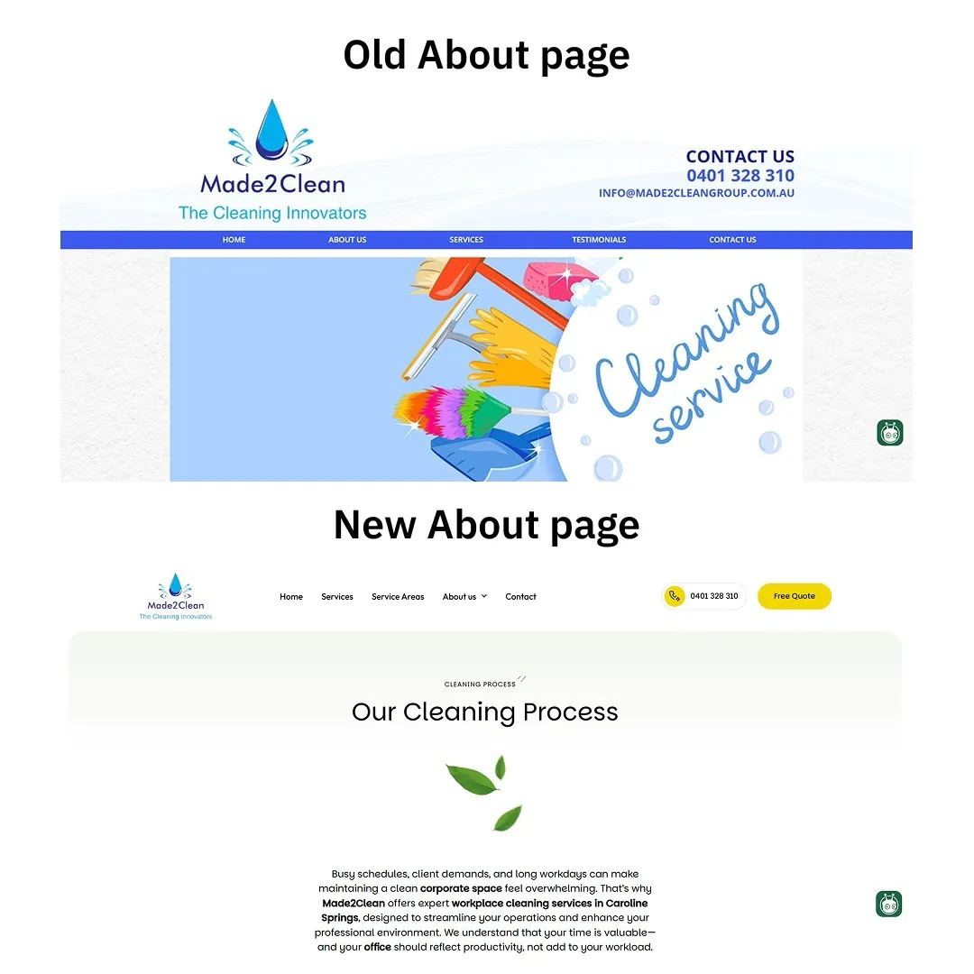 Made2clean old about vs new about