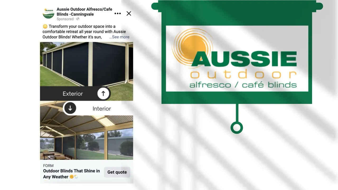 Example Ad Creative for Aussie Outdoor Blinds facebook ad campaign