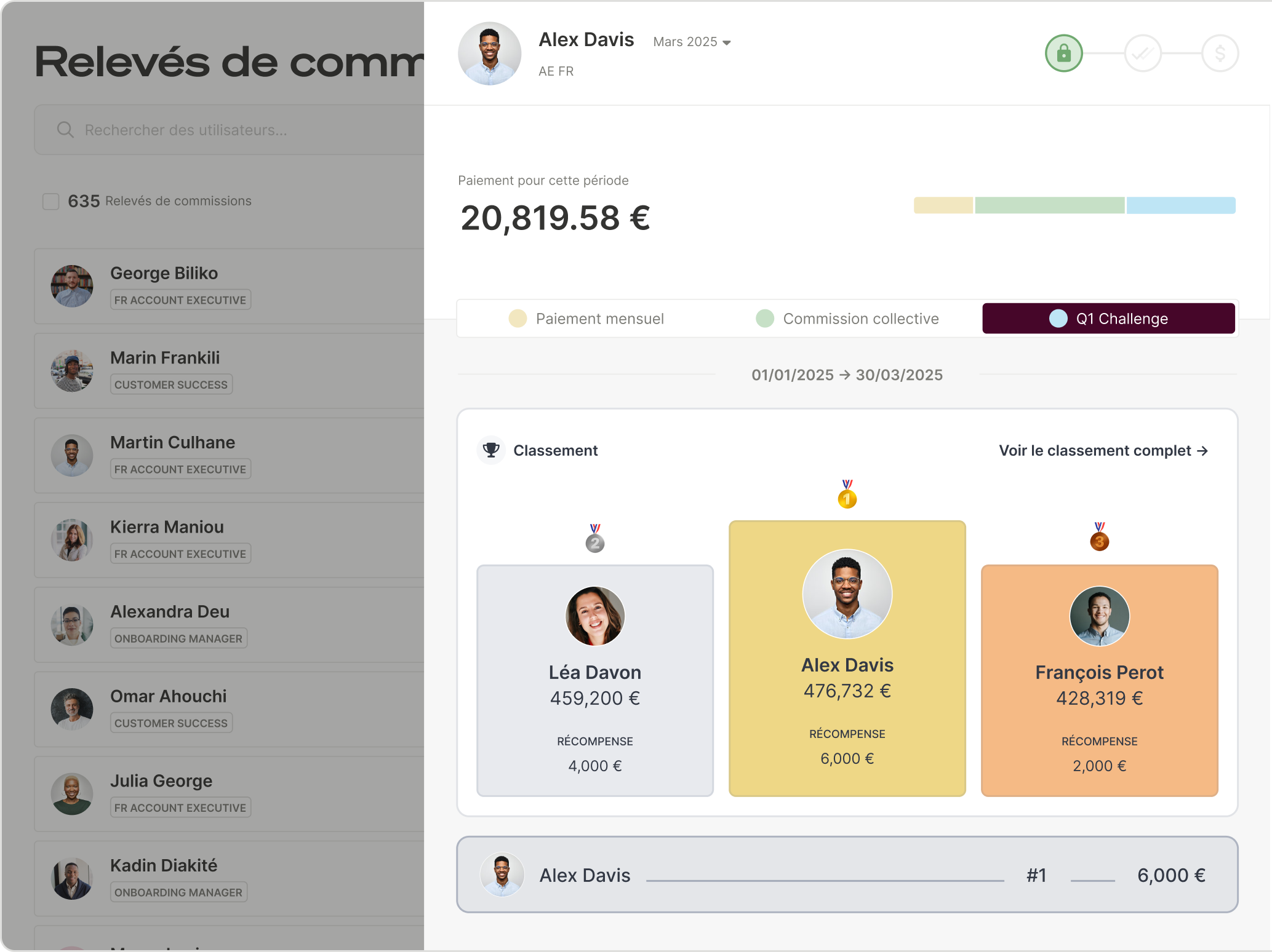 Relevés de commissions Qobra