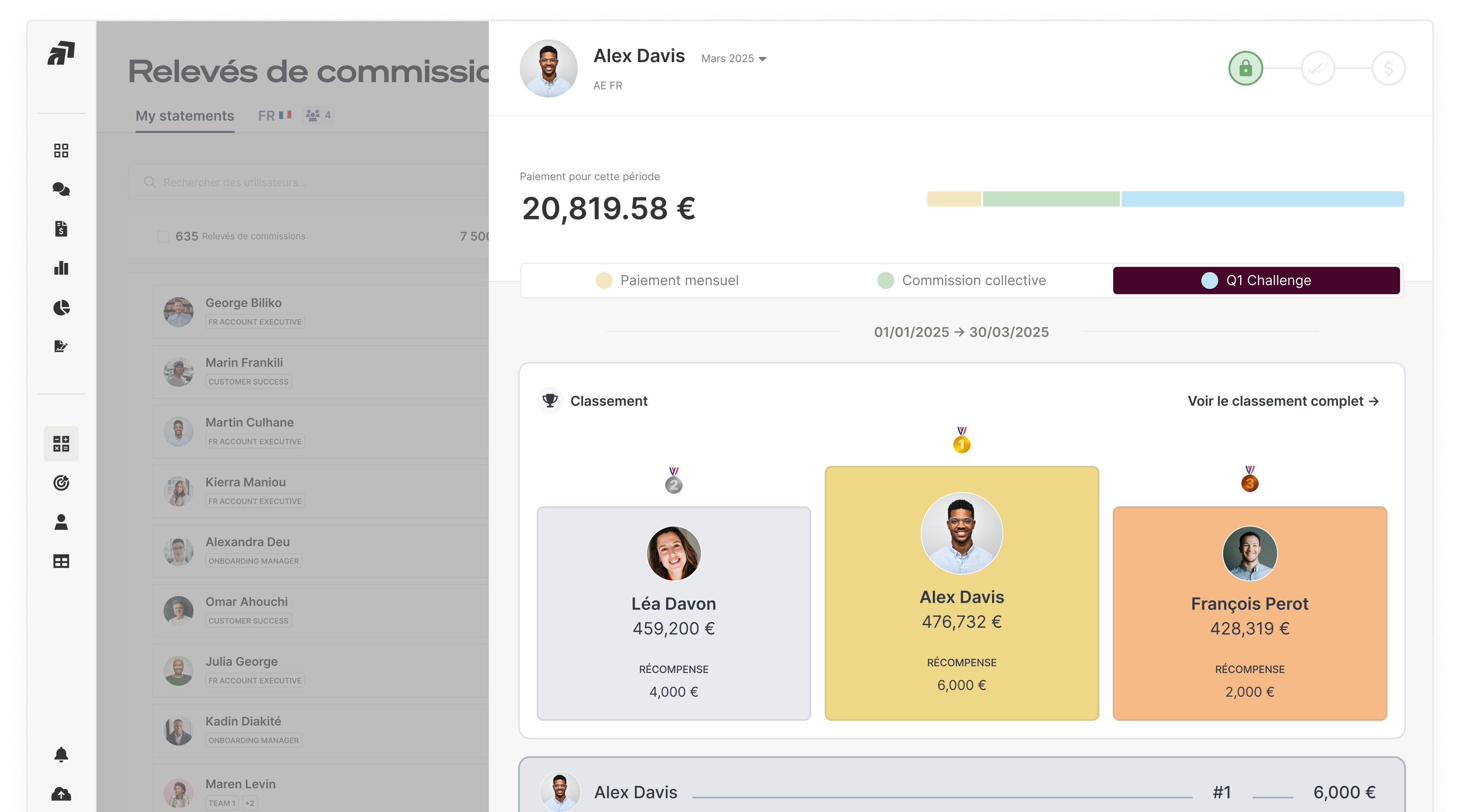 Relevés de commissions