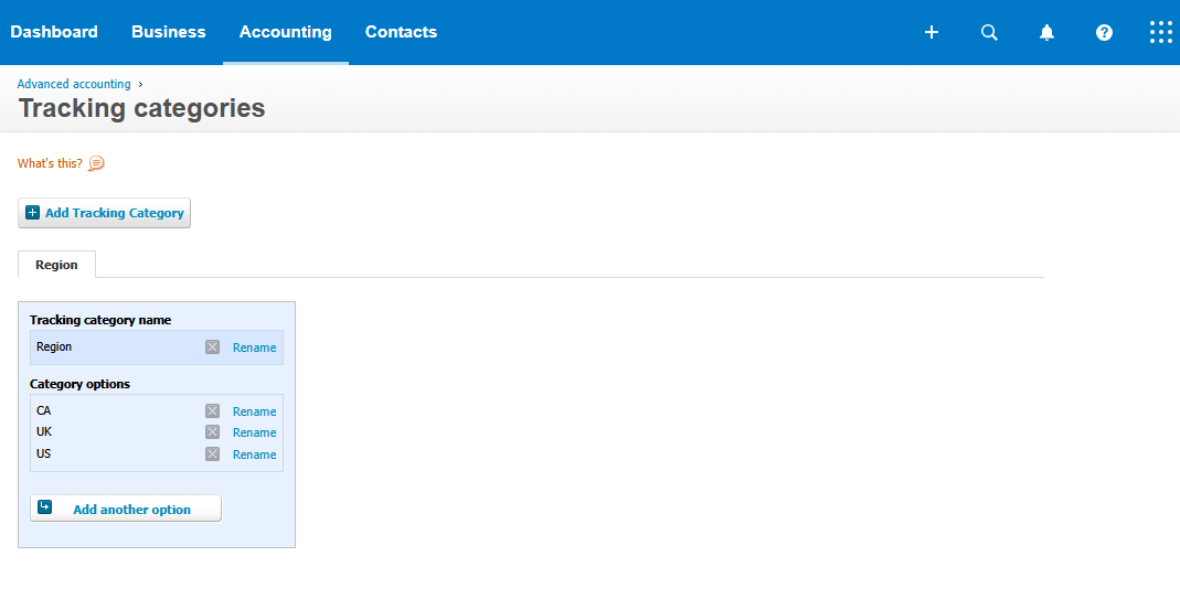 Xero Tracking Categories