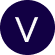 Dark blue circular icon with a white uppercase letter V in the center.