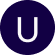 Dark blue circular icon with a white uppercase letter U in the center.