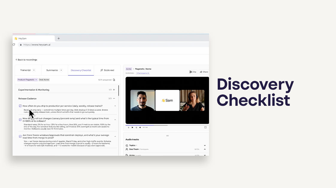 Discovery Checklist Interface