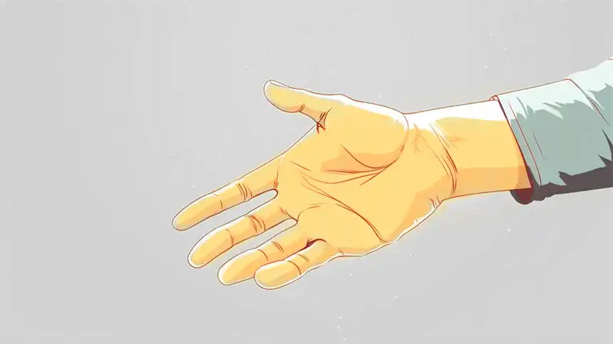 Illustration of a hand going for a handshake