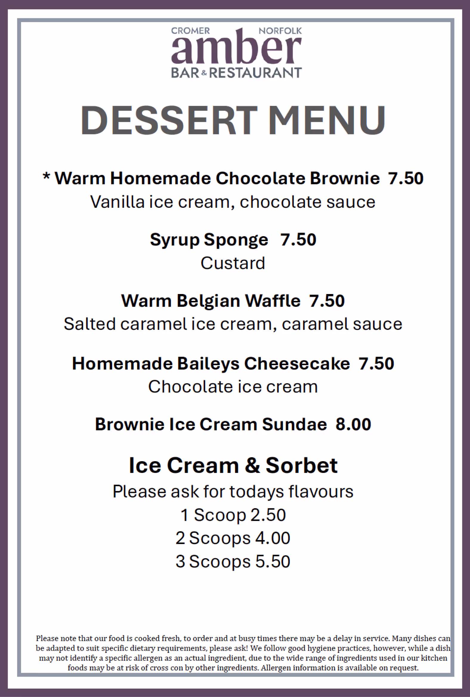 Amber Dessert Menu Jan 2026