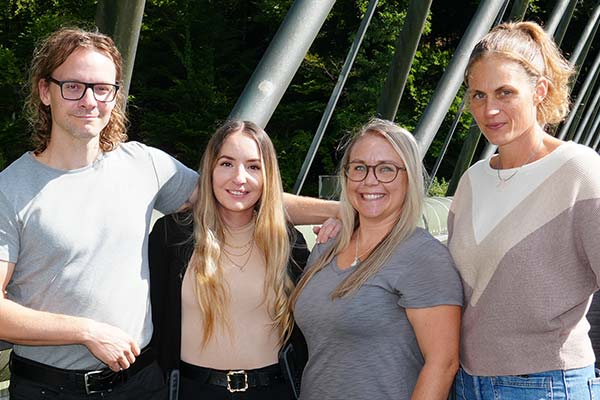 Foto des Teams KSB-A. Von links nach rechts. Phillip Guy, Nathalie Fiedler, Jennifer Küpper und Nicole Messerli.