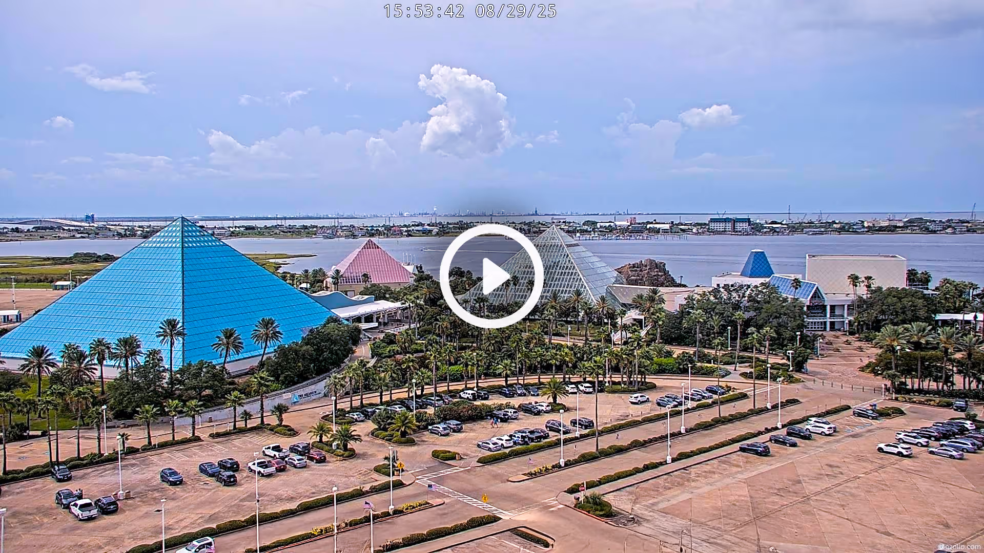 Pyramid webcam from the property of Moody Gardens in Galveston, Texas