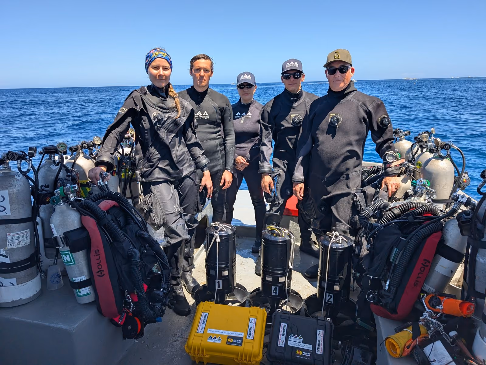 The Moody Gardens deep dive team geared up for a mission