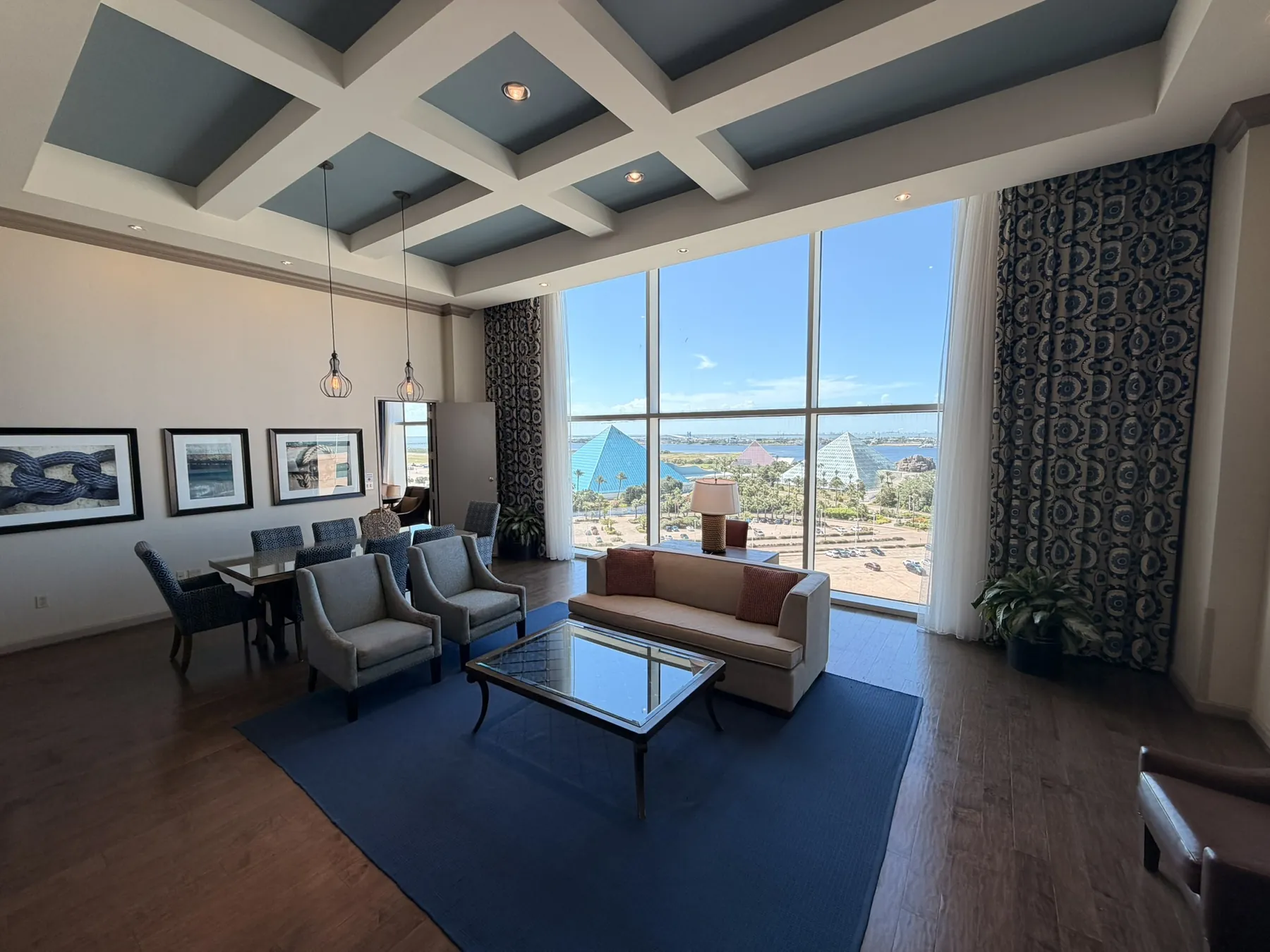 Captain's Suite living room at Moody Gardens Hotel