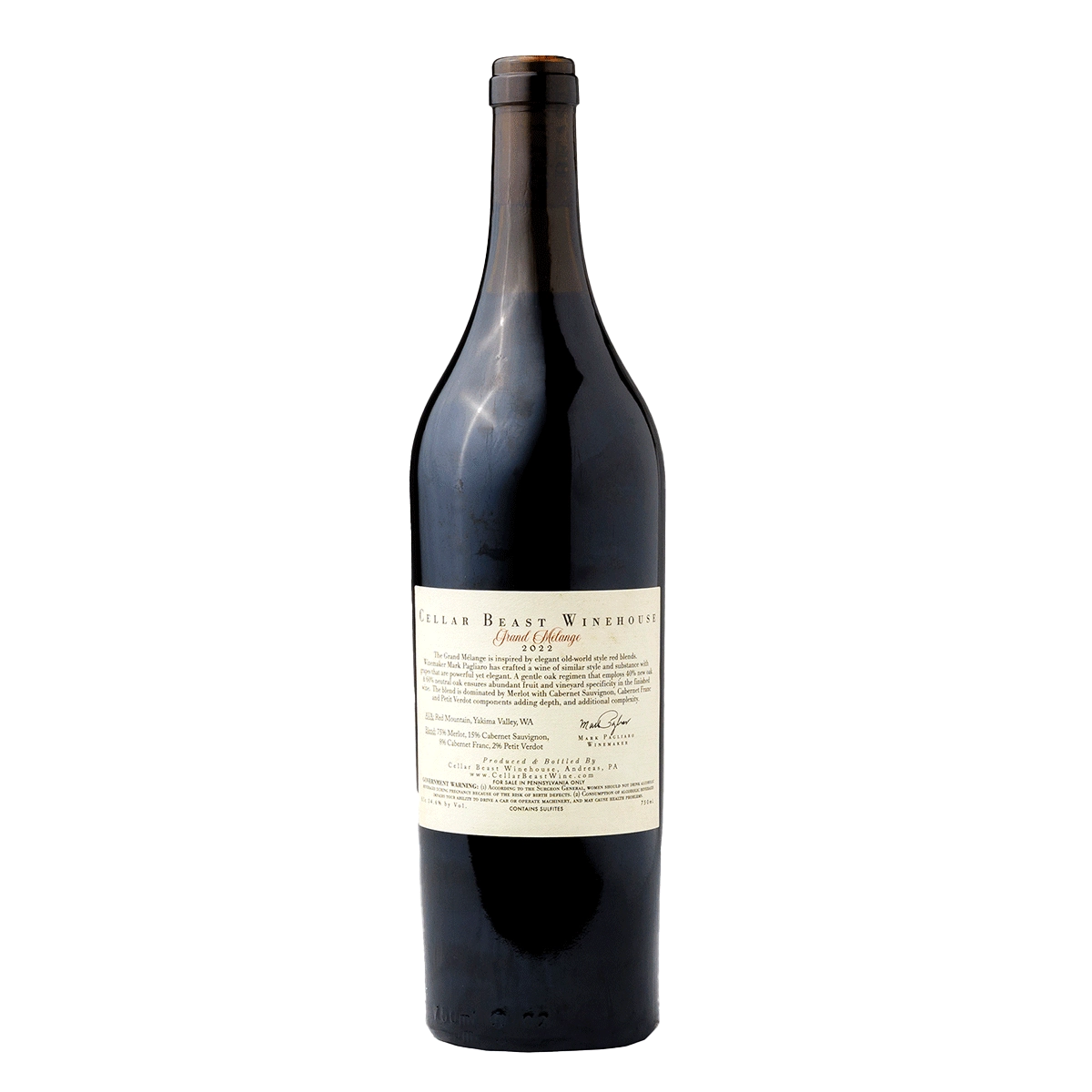 2022 Grand Mélange from Cellar Beast Winehouse Back Label