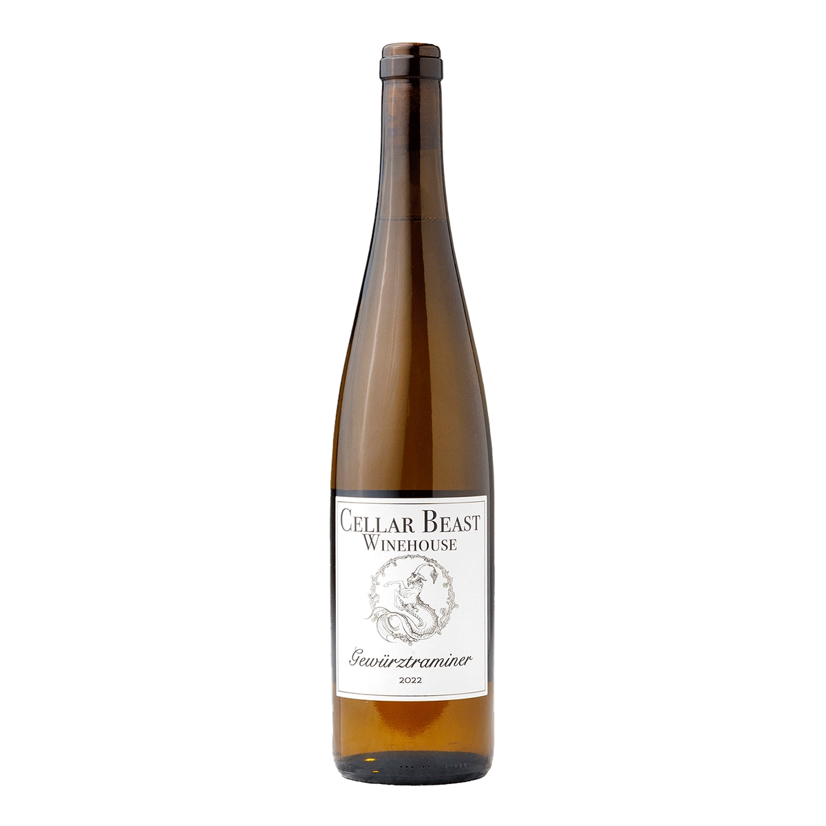 Bottle of 2022 Gewürztraminer – Alsatian-style dry white wine from Yakima Valley - Front