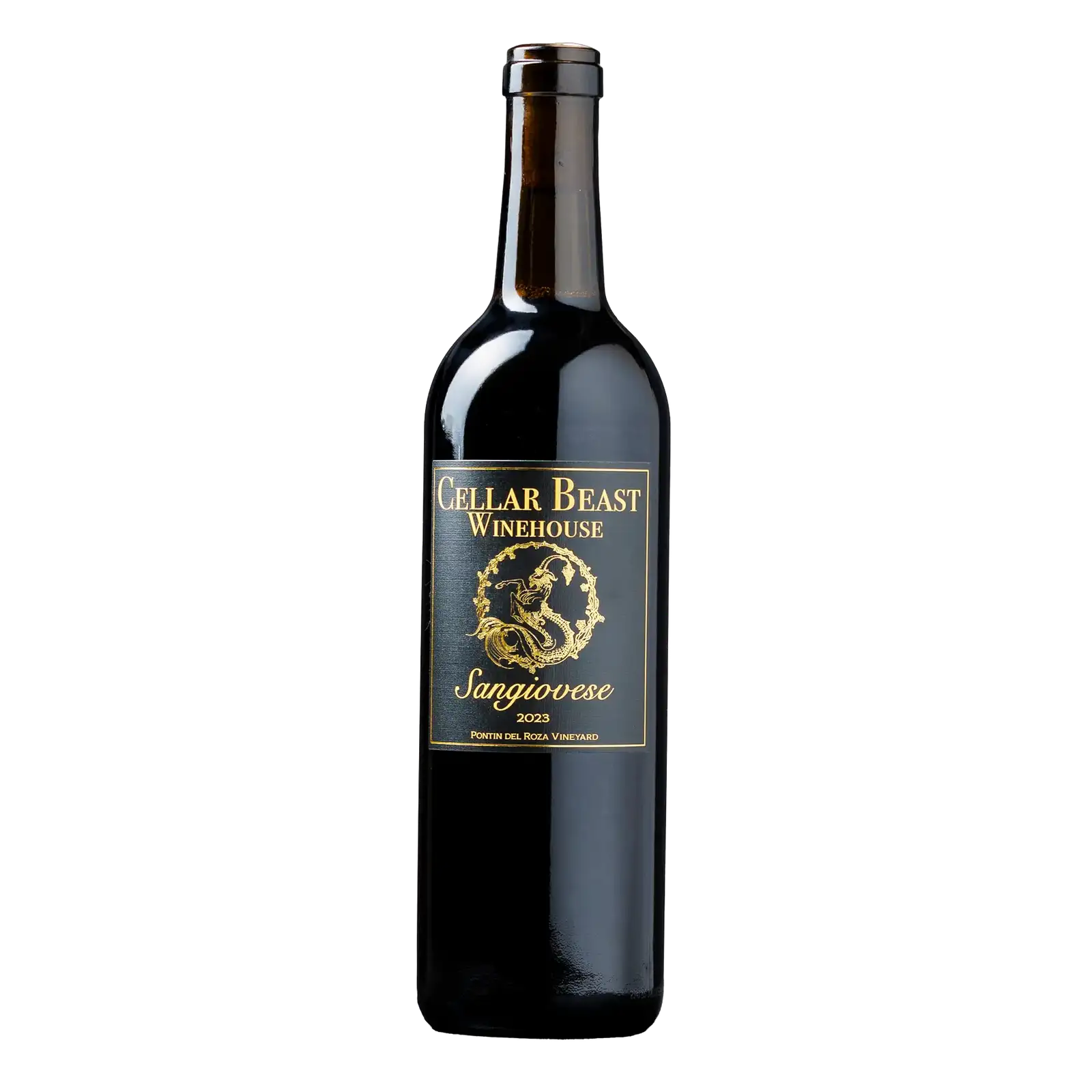 2023 Cellar Beast Sangiovese wine bottle from Yakima Valley – bold cherry, leather & cedar flavors. Shop online at Cellar Beast Winehouse.