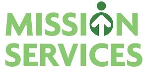 Logo with the text 'MISSION SERVICES' in green, featuring an upward arrow integrated into the letter 'I'.