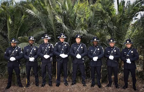 8 uniformed officers 