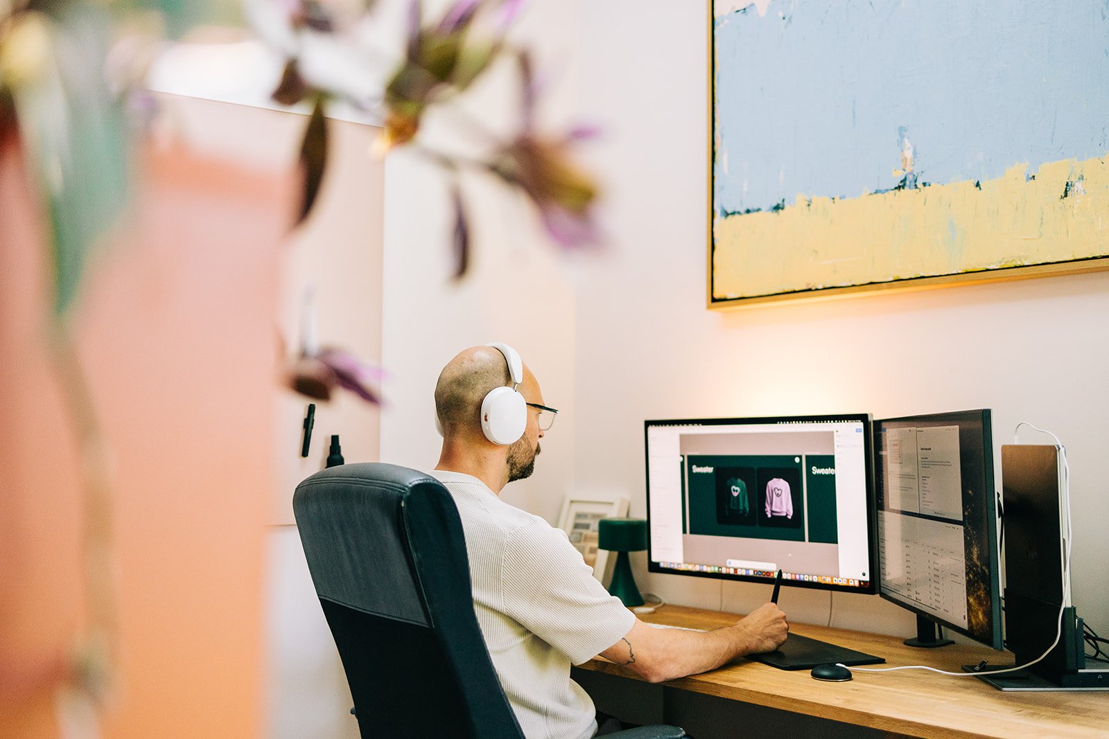 Seth Matisak at his desk in the Tokyo Calm studio