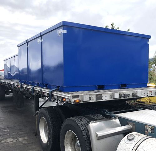 Western Cascade Container blue Stack Bins shown in two sizes