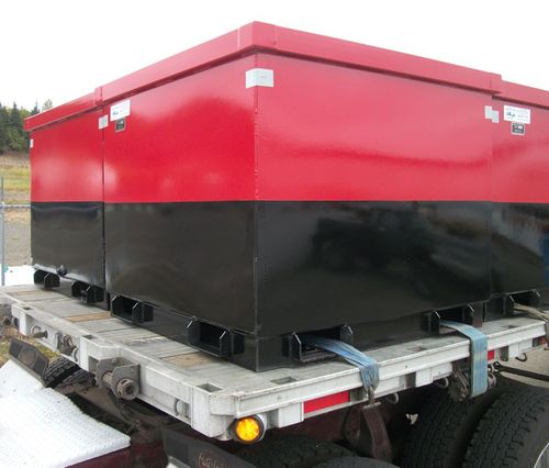 Western Cascade Container black and red Stack Bin shown with optional two color paint job