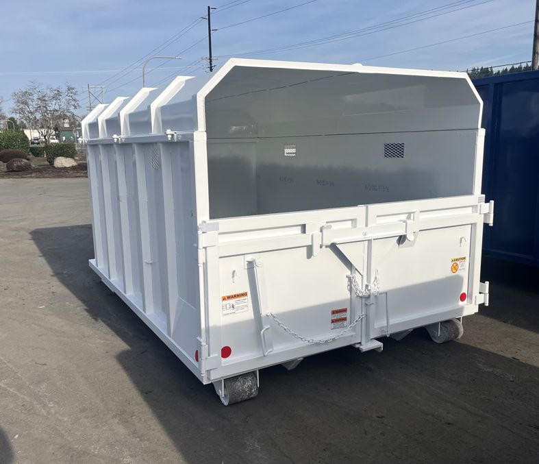 Western Cascade Container Chip Box for hooklift with optional bold on lid in white