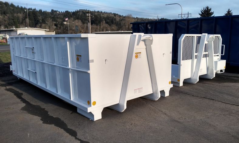 Western Cascade Container white rectangle hooklift box in white