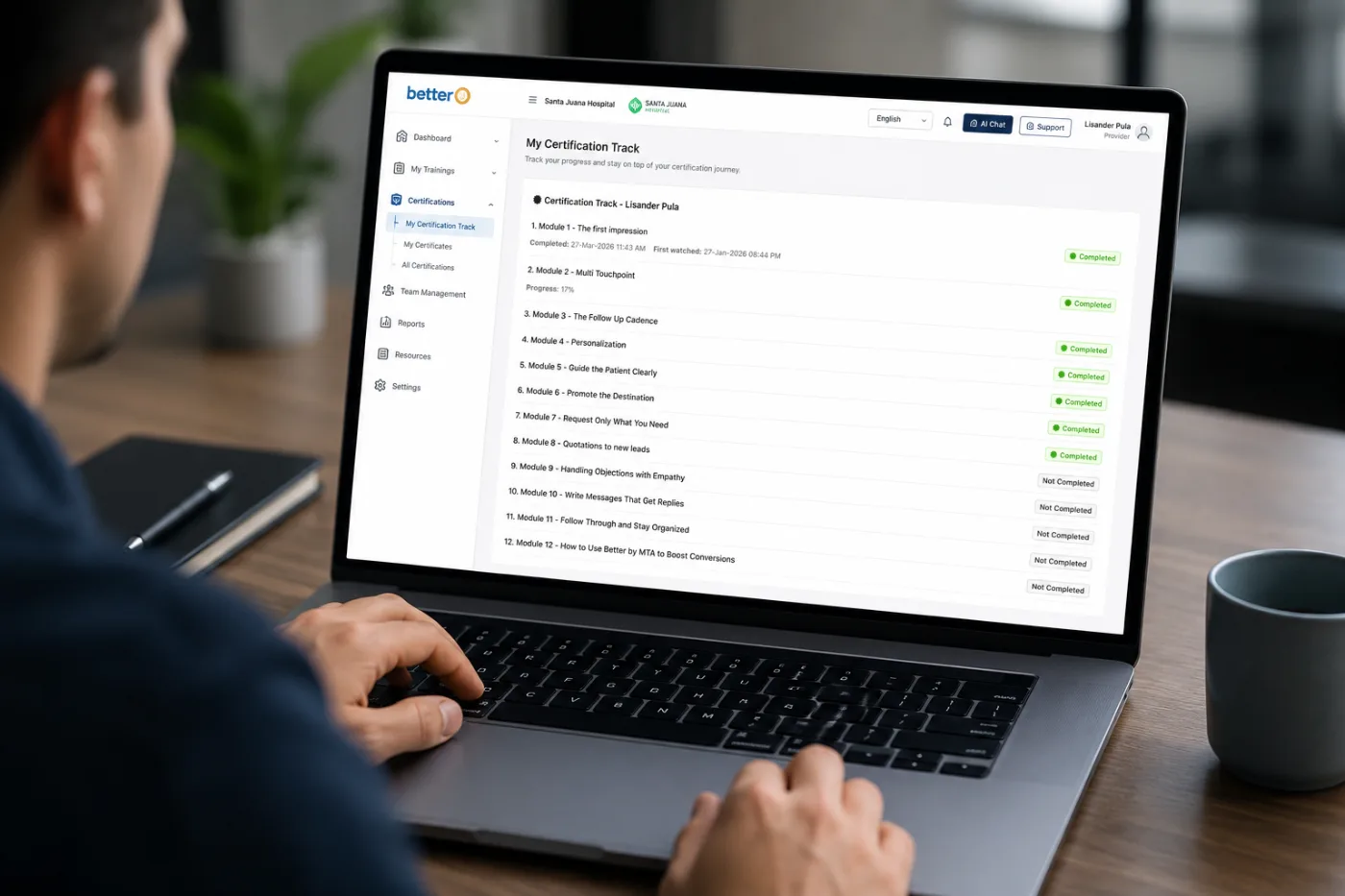 Drop the screenshot of the training library inside a live provider account