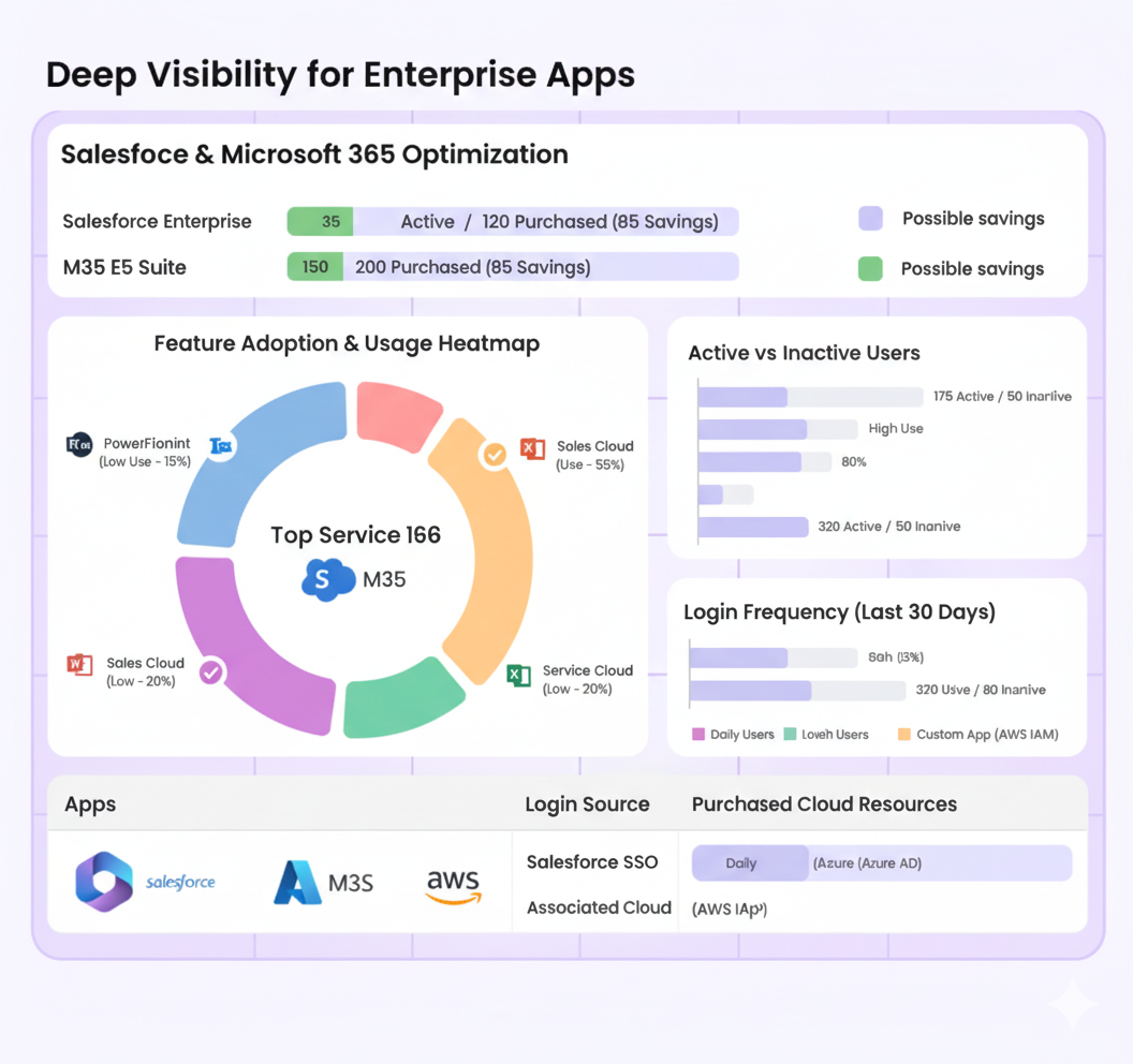 Deep visibility and usage analytics for enterprise apps